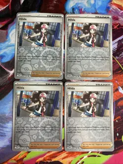 Pokemon Hilda 084/086 (4) Reverse Holo Trainer Supporter Cards Playset x (4) - Image 1