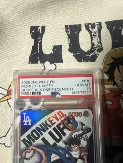One Piece Monkey D. Luffy Dodgers Card PSA 10 GEM Mint Promo Card English - Image 3