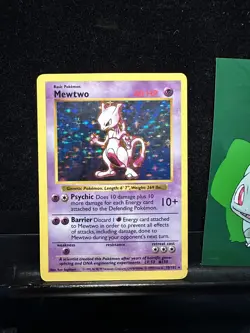 Pokemon Card Mewtwo 10/102 Base Set Shadowless Holo 325🔥 MP HP +🔥 - Image 1
