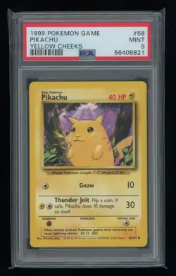POKEMON Base Set PIKACHU 58/102 Common PSA 9 MINT Vintage WOTC Iconic Card - Image 1