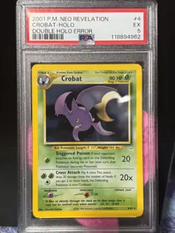 Pokemon Crobat Holo Unlimited Rare Neo Revelation 4/64 Double Holo Error PSA 6 - Image 1
