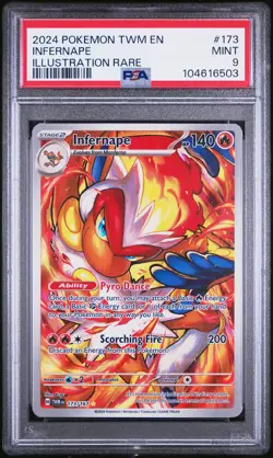 2024 POKEMON TWM EN-TWILIGHT MASQUERADE ILLUSTRATION RARE #173 INFERNAPE PSA 9 - Image 1