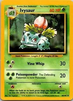 Ivysaur 30/102 Base Set Pokemon TCG 1999 LP - Image 1