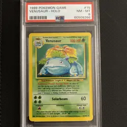 1999 POKEMON BASE SET UNLIMITED #15 VENUSAUR-HOLO PSA 8 - Image 1