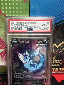 Pokemon Vaporeon V SWSH181 Full Art Promo Holo Rapid Strike PSA 8 - Image 1