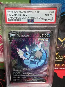 Pokemon Vaporeon V SWSH181 Full Art Promo Holo Rapid Strike PSA 8 - Image 2