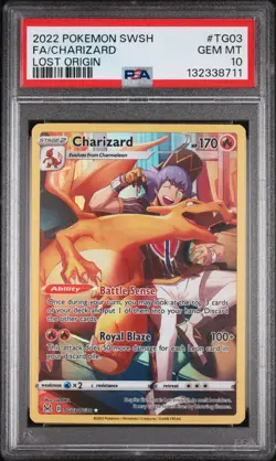 2022 POKEMON SWORD & SHIELD LOST ORIGIN #TG03 FULL ART/CHARIZARD PSA 10 - Image 1
