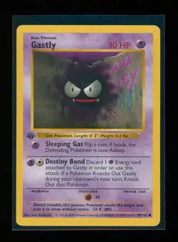 POKEMON 1st Edition Shadowless Base Set GASTLY 50/102 Common LP Vintage WOTC - Image 1