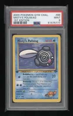 POKEMON 1st Edition Gym Challenge MISTY'S POLIWAG 89/132 Common PSA 9 MINT - Image 1