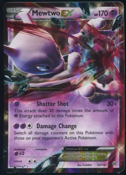 MEWTWO EX 62/162 HOLO RARE EX BREAKTHROUGH Pokemon MODERATELY PLAYED - Image 1