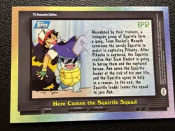 Topps Pokemon EP12 Here Comes The Squirtle Squad Rainbow Foil TV Animation NM-LP - Image 2