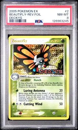 2005 POKEMON EX DEOXYS #2 BEAUTIFLY-REVERSE FOIL PSA 8 - Image 1