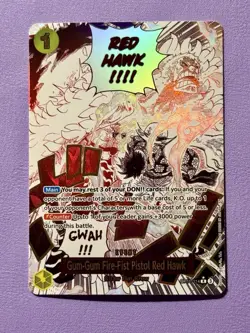 TCG One Piece English Gum-Gum Fire-Fist Pistol Red Hawk (Alt Art) OP11-114 - Image 1