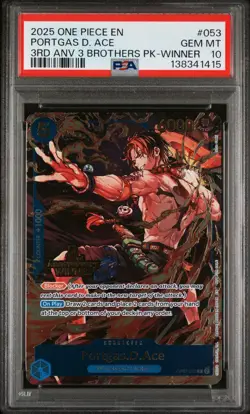 2025 ONE PIECE 3RD ANV TOURNAMENT 3 BROTHERS PACK WINNER PORTGAS D. ACE PSA 10 - Image 1