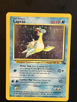 Pokemon TCG Lapras Fossil Holo Rare Card 10/62 1999 Basic Pokemon - Image 1