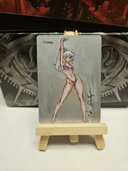 Hand Painted MTG Alter Swamp - Waifu Anime Fan Art By MTGhoarder - Image 1