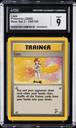 2000 BASE SET 2 POKEMON #104/130 LASS CGC 9 - Image 1