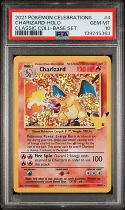 2021 POKEMON CELEBRATIONS CLASSIC COLL #4 CHARIZARD-HOLO PSA 10 - Image 1