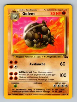 Golem - 36/62 Uncommon Fossil - NM Pokemon TCG - Image 1