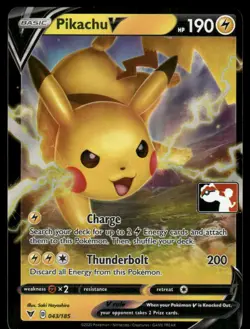 Pokemon Cards Pikachu V 043/185 PRIZE PACK Vivid Voltage SWSH Holo Rare V NM - Image 1