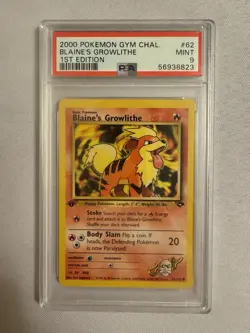 2000 Pokemon 1st Edition Blaine’s Growlithe - Gym Challenge 62/132 - PSA 9 Mint! - Image 1