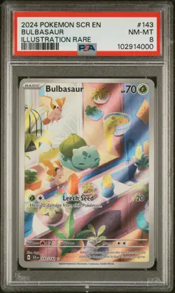 2024 POKEMON SCR EN-STELLAR CROWN ILLUSTRATION RARE #143 BULBASAUR PSA 8 - Image 1