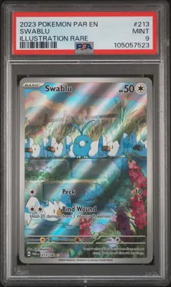 2023 POKEMON PAR EN-PARADOX RIFT ILLUSTRATION RARE #213 SWABLU PSA 9 - Image 1