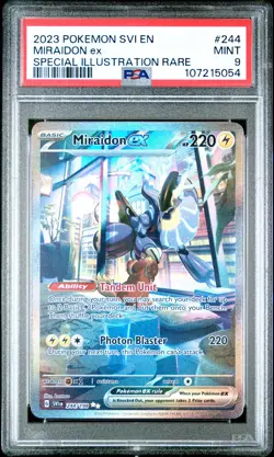 2023 POKEMON SVI EN-SCARLET & VIOLET SPECIAL ILLUSTRATION RARE MIRAIDON EX PSA 9 - Image 1