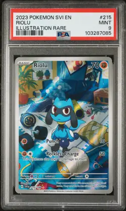 2023 POKEMON SVI EN-SCARLET & VIOLET ILLUSTRATION RARE #215 RIOLU PSA 9 - Image 1