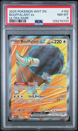 2025 POKEMON WHT EN-WHITE FLARE ULTRA RARE #162 BOUFFALANT EX PSA 8 - Image 1