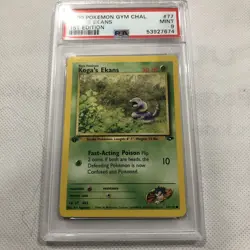 PSA 9 2000 Pokemon Gym Challenge 1st Edition Koga's Ekans Card # 77 PSA 9 Mint - Image 1