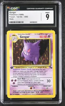 CGC 9 MINT Gengar 1999 Fossil 1st Edition 5/62 Holo Pokemon Card - Image 1