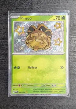 Pineco 099/091 Paldean Fates Baby Shiny Holo Rare Pokemon Card TCG - Image 1
