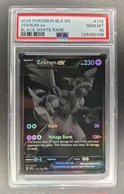 2025 Pokemon Black Zekrom ex Black White PSA 10 Gem Mt 172/086 - Image 1