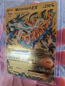 Mcharizard EX Gold Foil Fan Art Textured Collector Vinyl Pokemon Card HP230 - Image 4