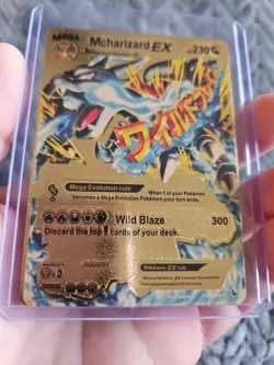 Mcharizard EX Gold Foil Fan Art Textured Collector Vinyl Pokemon Card HP230 - Image 5