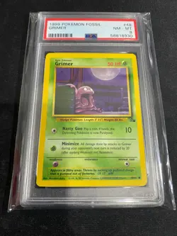 1999 Grimer #48 Fossil Set Common Original Pokemon Card PSA 8 - Image 1