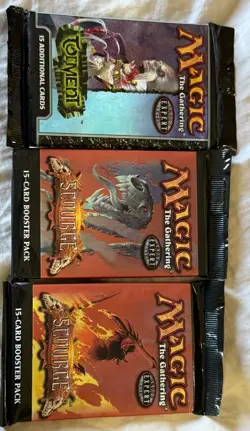 MTG Magic The Gathering 1 of Torment & 2 of Scourge Booster Pack Factory Sealed - Image 1