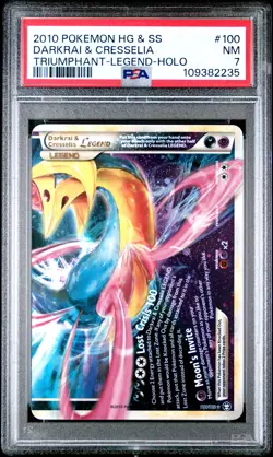 2010 POKEMON TRIUMPHANT DARKRAI CRESSELIA #100 LEGEND BOTTOM PSA 7 NM #109382235 - Image 1