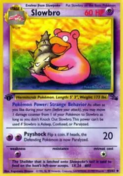 Slightly Played, English - 1 x Pokemon Slowbro - 43/62 - Uncommon - 1st Edition - Image 1