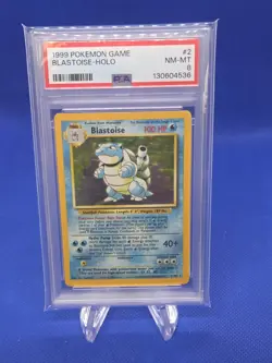 Pokemon Base Set Unlimited Blastoise 2/102 Holo Rare NM-MT PSA 8 - Image 1