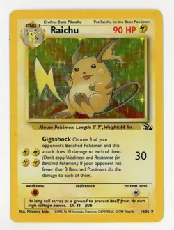 Raichu Holo - Pokemon 1999 Fossil #14 EX - Image 1