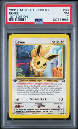 2001 POKEMON NEO DISCOVERY 1ST ED #38 EEVEE PSA 7 - Image 1