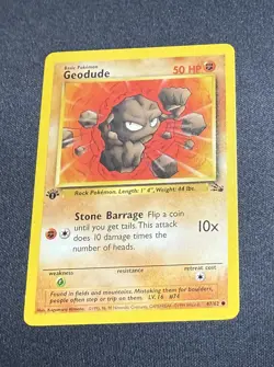 1st Edition Geodude 47/62 Fossil Common Pokemon TCG - Excellent - Image 1