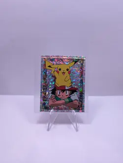 1999 Topps Merlin Nintendo Pokemon Stickers Ash & Pikachu S2 Glitter Holo NM - Image 1