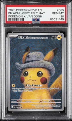 2023 POKEMON SVP EN-SV BLACK STAR PROMO #085 PIKACHU WITH GREY FELT HAT PSA 10 - Image 1