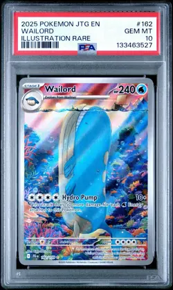2025 POKEMON JTG EN-JOURNEY TOGETHER ILLUSTRATION RARE #162 WAILORD PSA 10 - Image 1