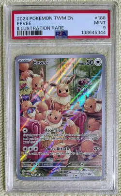 2024 Pokemon Twilight Masquerade Eevee 188/167 Illustration Rare PSA 9 - Image 1