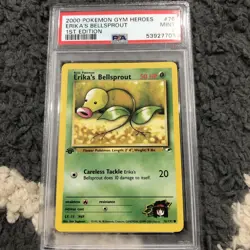 Pokemon TCG 2000 Gym Heroes 75 Erika's Bellsprout 1st Edition PSA MINT 9 #2 - Image 1