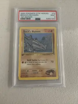 2000 Pokemon Gym Heroes 1st Edition Brock's Rhyhorn #70 PSA 9 - Image 1